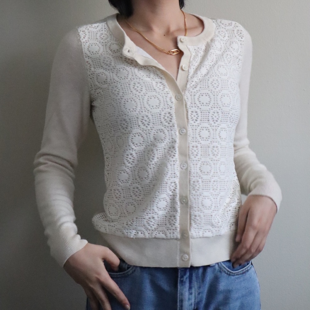 Banana Republic cardigan with lace decorated front